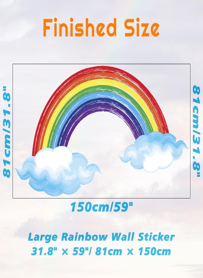 Eutecado Watercolor Rainbow Wall Decals Lovely Rainbow Wall Stickers for Kids Room, Large Cloudy Rainbow Room Decor Waterproof Peel and Stick Wall Art Murals for Nursery Classroom - Image 4